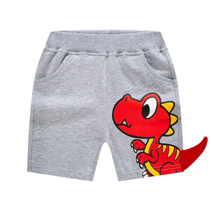 Kids Boys Cute Cartoon 3D Dinosaur Design Elastic Casual Shorts