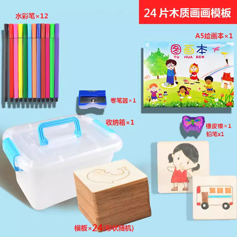 Kids Hollow Graffiti Wood Painting Template Toy