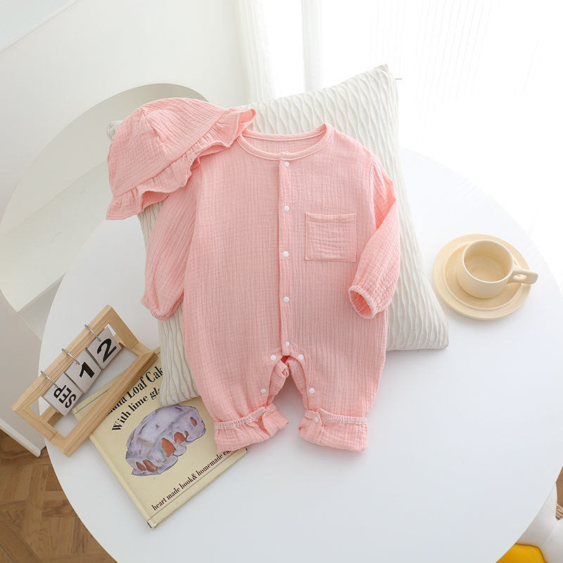 Kids Baby Boys Girls Cute Solid Color Long Sleeve Romper