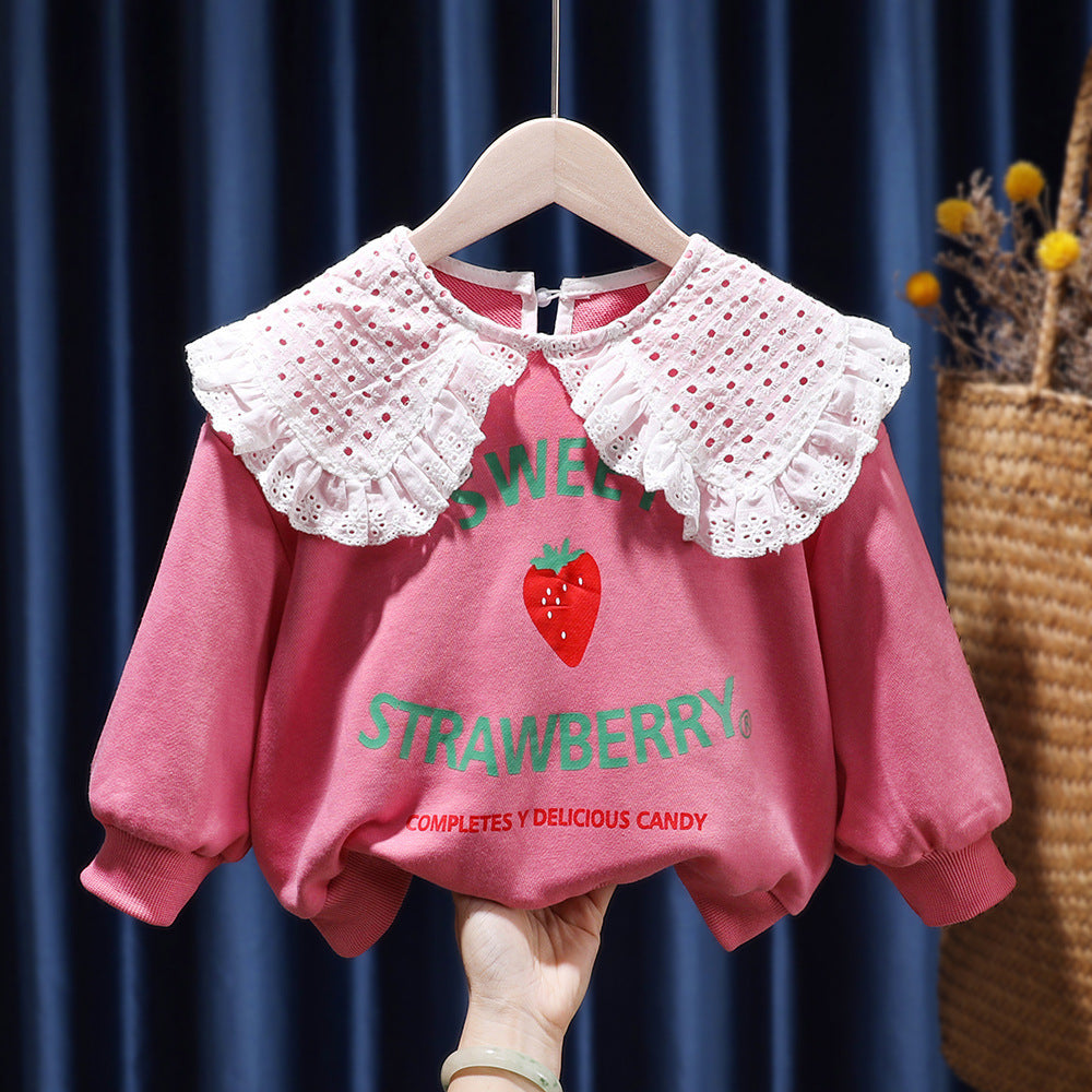 Children Kids Toddlers Girls Mesh Sleeve Sweet White T-Shirt