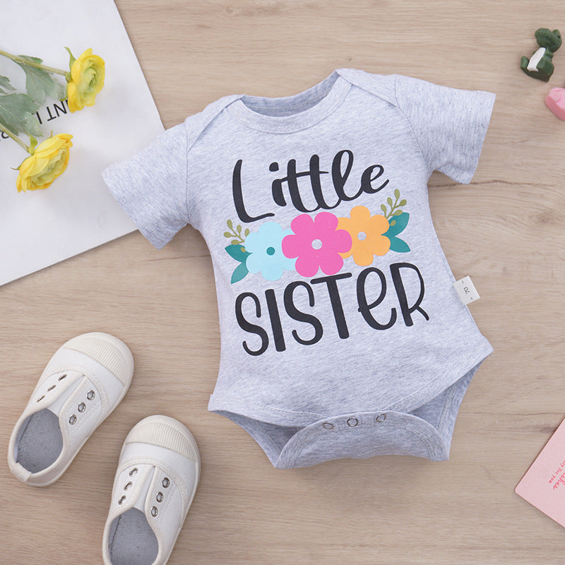Children Kids Baby Fashion Girls Patchwork Letter Sister T-Shirt