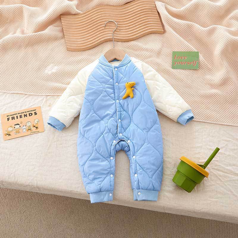 Kids Baby Boys Autumn Winter Casual Cute Dinosaur Fleeces Long Sleeve Romper