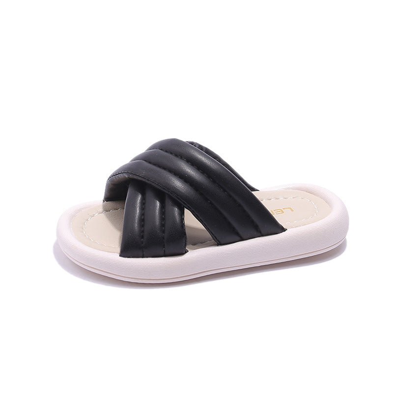 Children Kids Baby Fashion Girls Non-Slip Cross Casual Outdoor Slippers Shoes