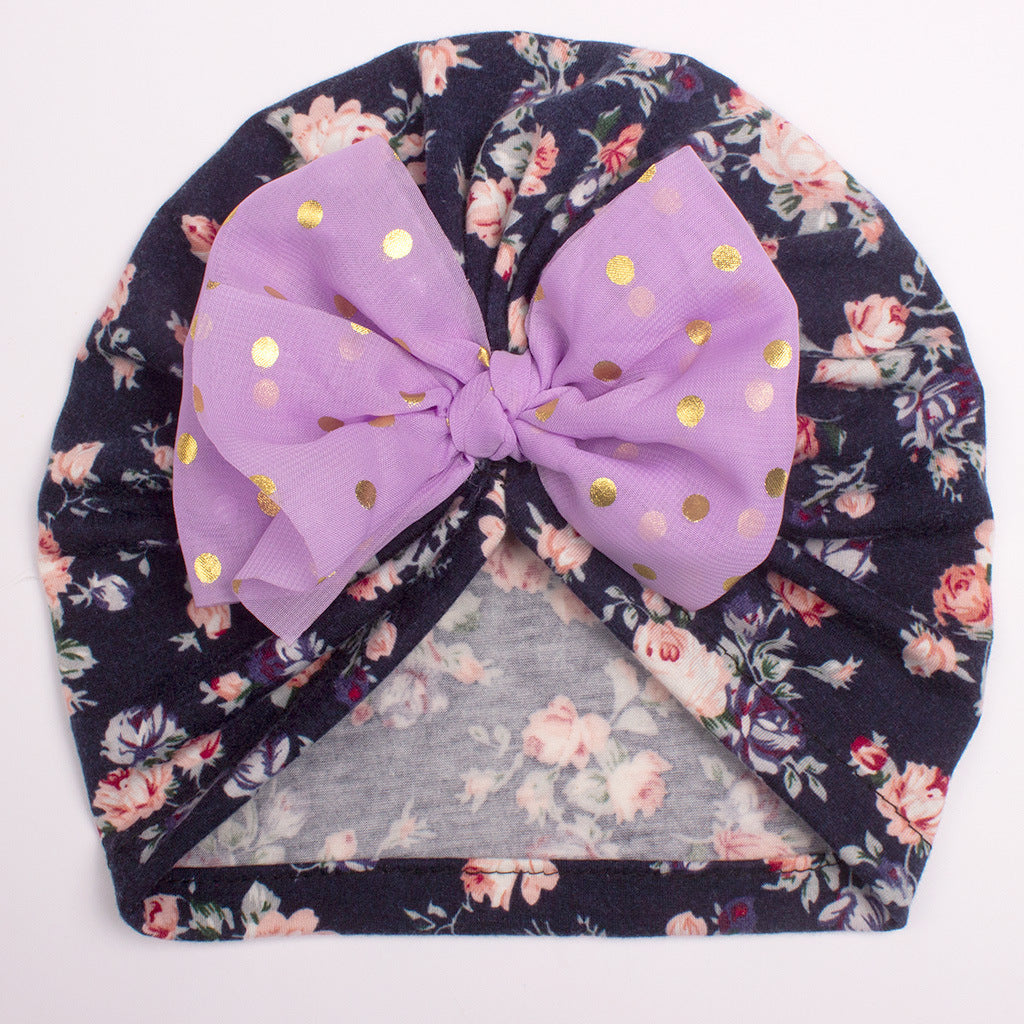Newborn Cute Bow Tiny Flower Turban Cap