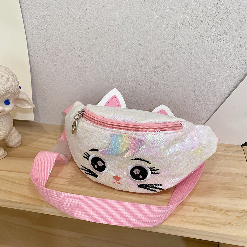 Kids Casual Cute Cartoon Sequins Waist Chest Bag