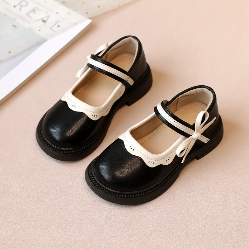 Kids Girls Fashion Casual Spring Autumn Round-Toe Velcro Slip On PU Leather Shots