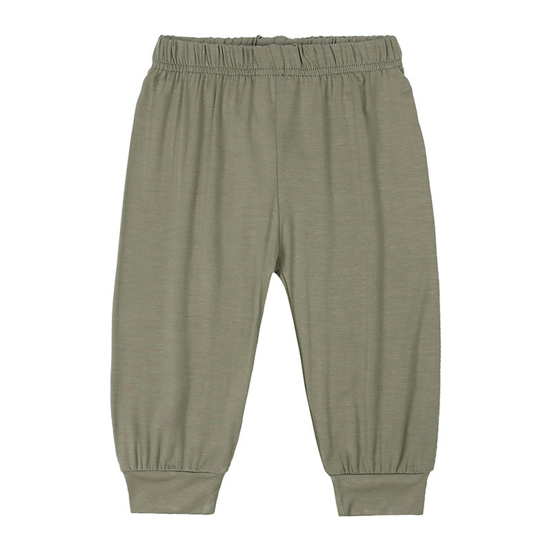 Kids Baby Boys Girls Casual Basic Solid Color Trousers