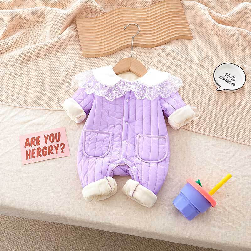 Kids Baby Girls Autumn Winter Casual Cute Fleeces Long Sleeve Romper