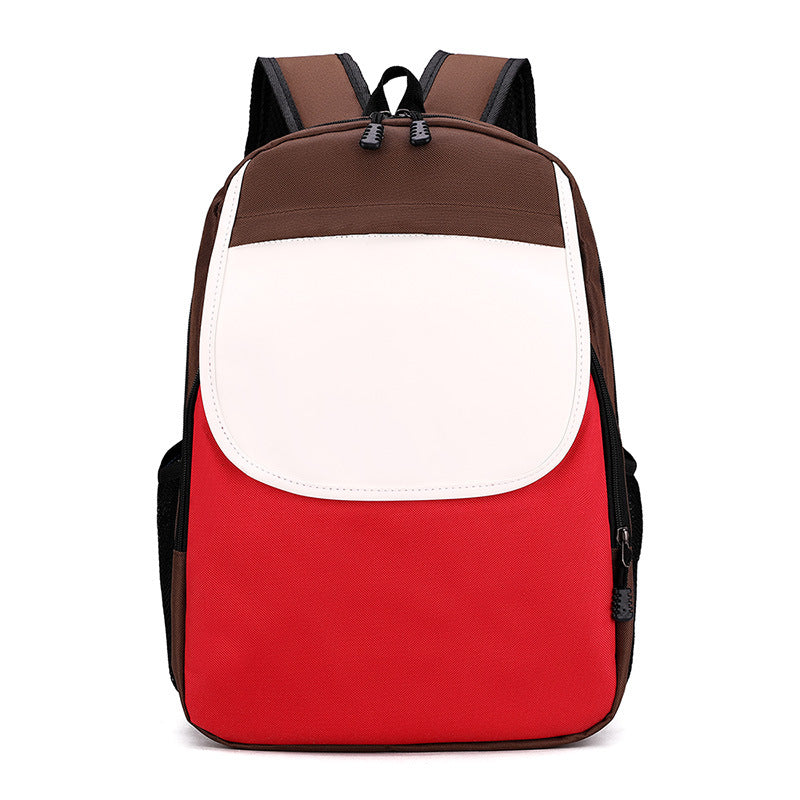 Children Fashion Girls Boys Color Matching Canvas Backpack School Bag