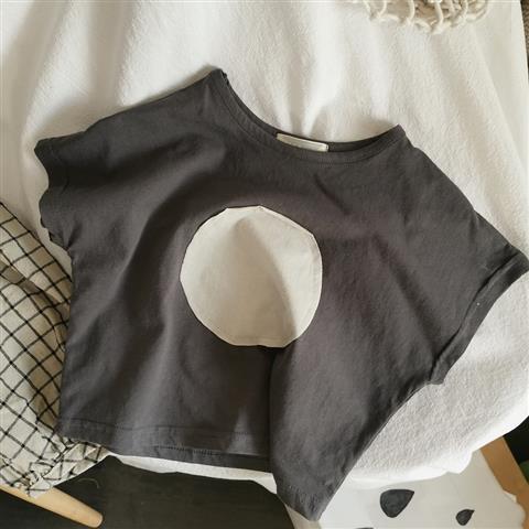 Kids Casual Round Neck Short Sleeve Color Blocking Loose T-shirt