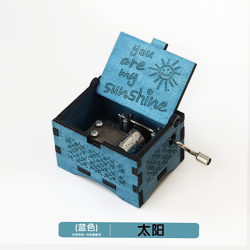 Wooden Music Box Ornaments Classical Carving Hand-Cranked Music Box Crafts Gifts