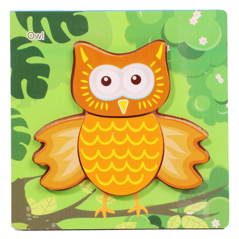 1-3 To Early Education Wooden Children'S Educational Cartoon Animal Three-Dimensional Puzzle