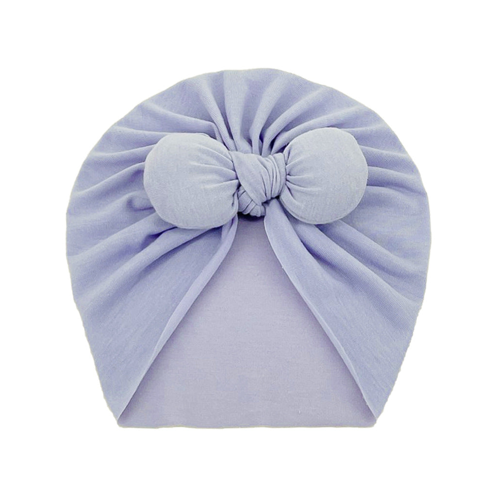 Newborn Cute Solid Color Bow Turban Cap