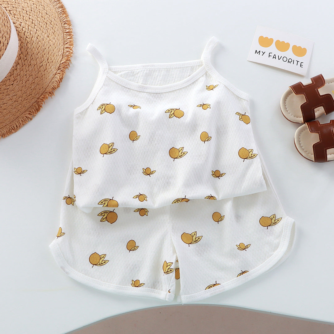 Cotton Toddler Girls Summer Camis Shorts Two-Piece Set