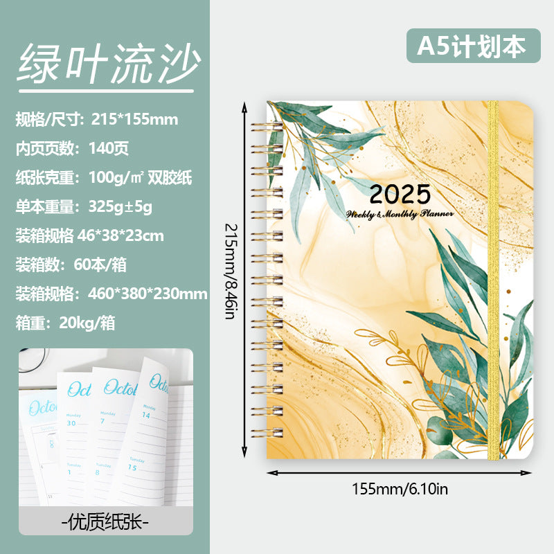 2025 Flowers English Plan Coil Notebook