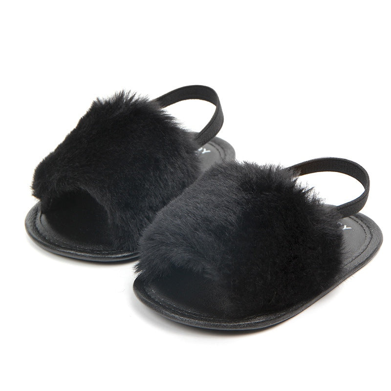 Baby Fashion Flat Non-Slip Solid Color Plush Sandals