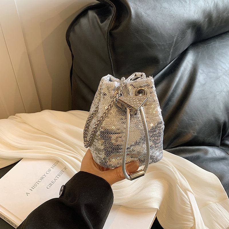 Children'S Fashion Sequin Drawstring Bucket Bag