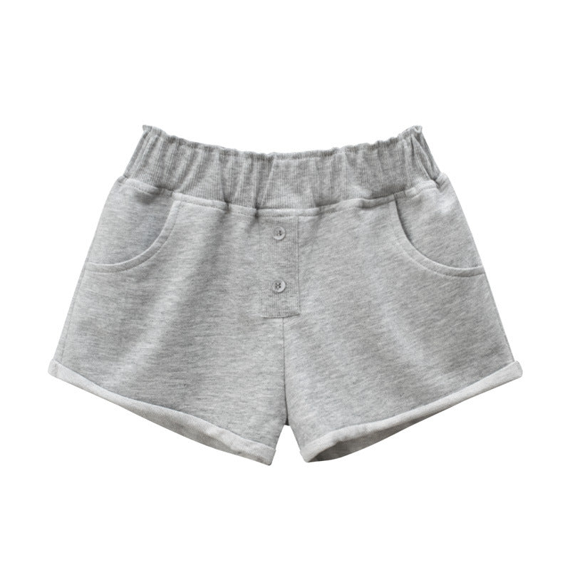 Kids Girls Basic Solid Color Casual Elastic Shorts
