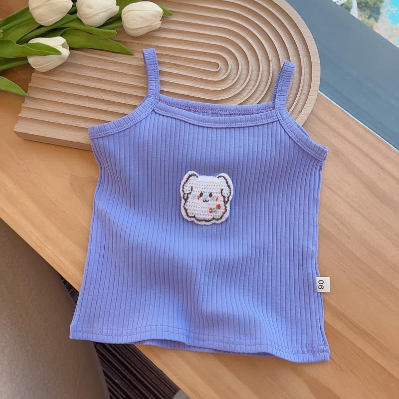 Kids Toddler Girls Cute Summer Cartoon Embroidered Stretch Camis