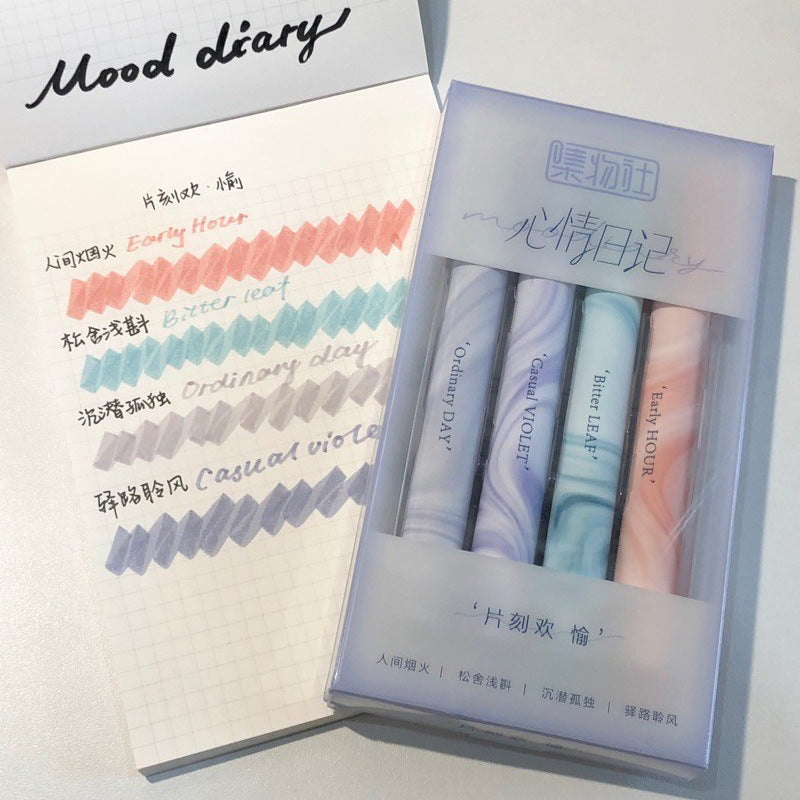 Fashion Quick-Drying Multicolor Highlighter Mark Color Pen 4pieces/Set