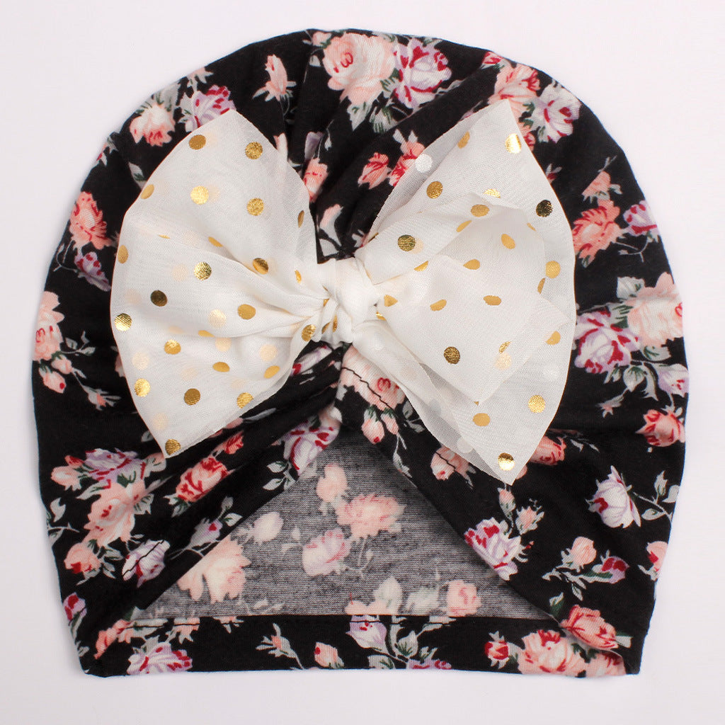 Newborn Cute Bow Tiny Flower Turban Cap