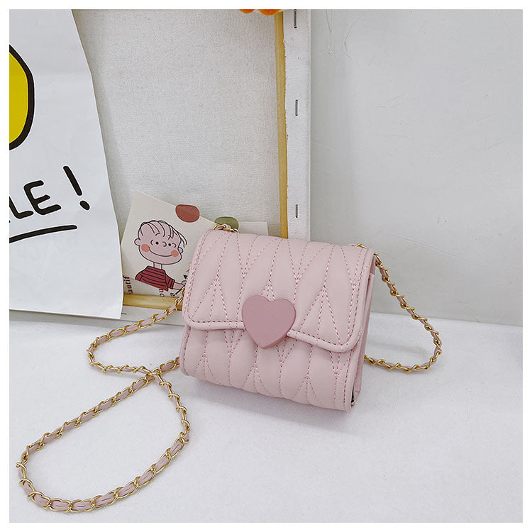 Kids Fashion Chic Quilted Heart Crossbody Bag