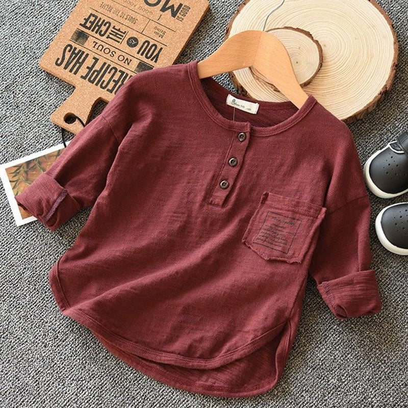 Children Kids Toddlers Fashion Boys Long Sleeve Basic T-Shirt