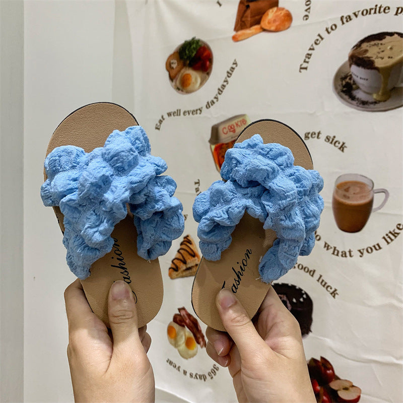 Girls' Fashion Cross-Strap Soft Bottom Anti-Slip Slippers