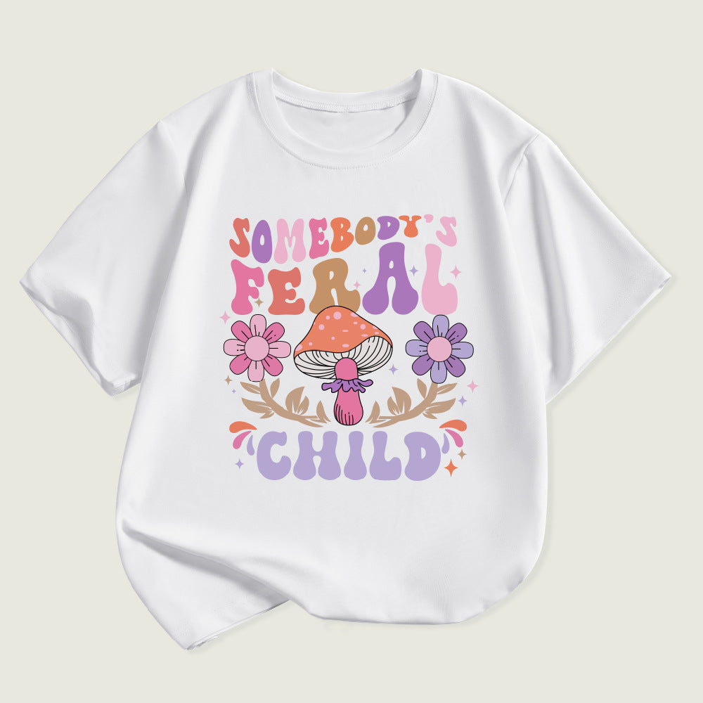 Kids Toddler Boys Girls Alphabet Print Short Sleeve T-Shirt