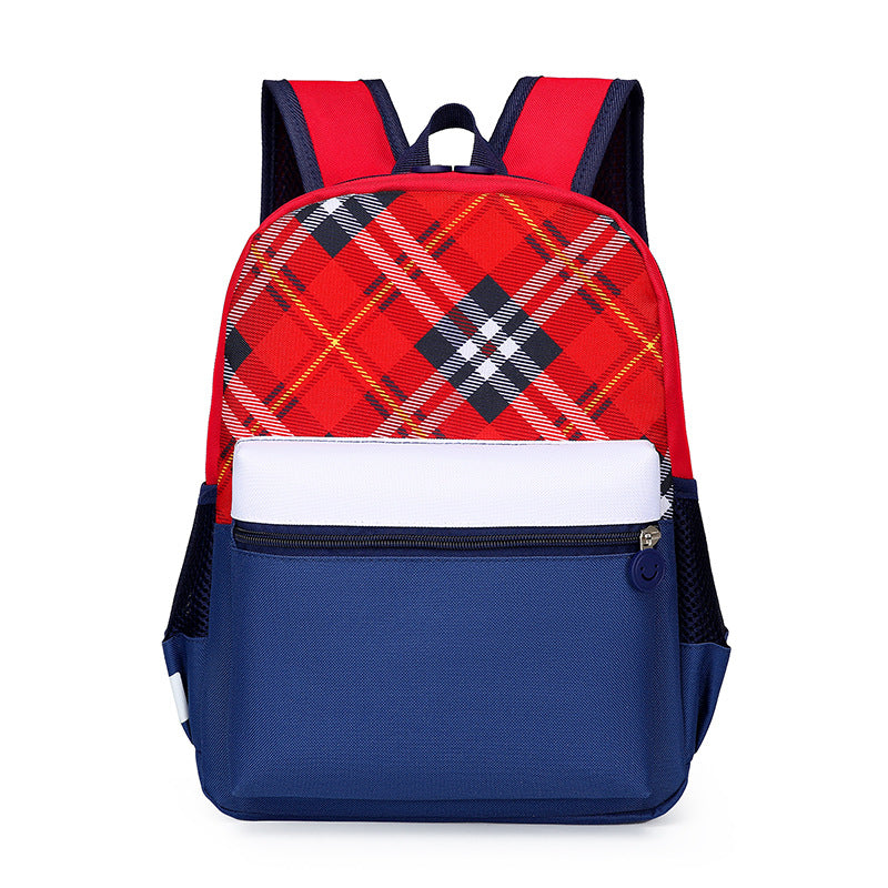 Children Fashion Girls Boys Color Matching Canvas Backpack School Bag
