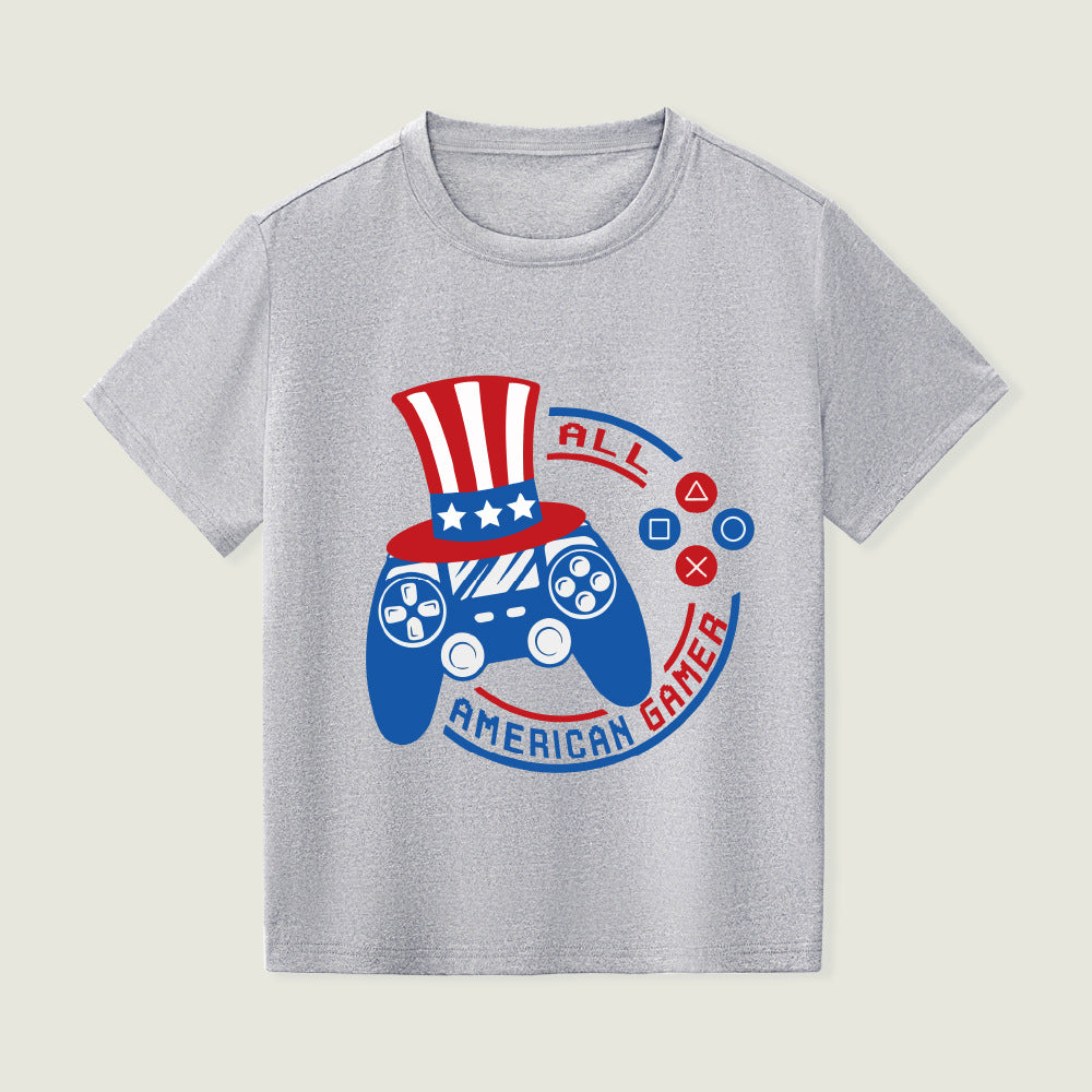 Kids Toddler Boys Fashion Casual Cartoon Print Short Sleeve Round Neck T-Shirt