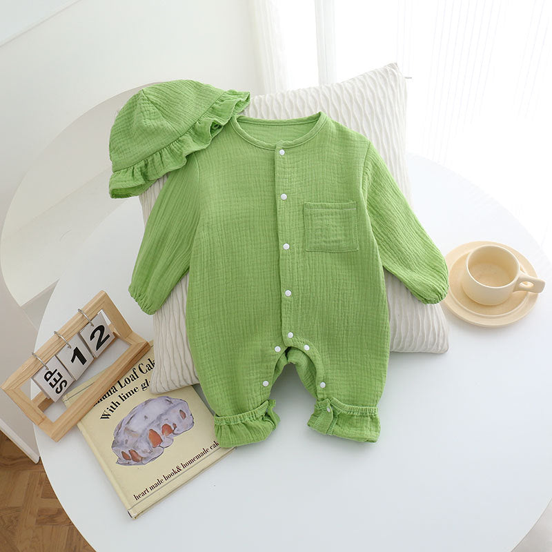 Kids Baby Boys Girls Cute Solid Color Long Sleeve Romper