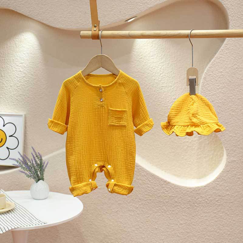 Kids Baby Boys Girls Cute Solid Color Long Sleeve Romper