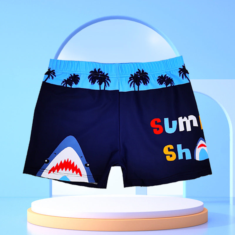 Children Cartoon Print Quick-Drying Swimming Trunks