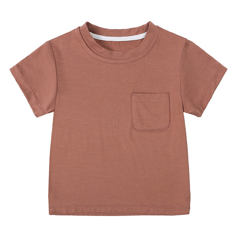 Kids Baby Boys Girls Casual Basic Solid Color Short Sleeve T-Shirt