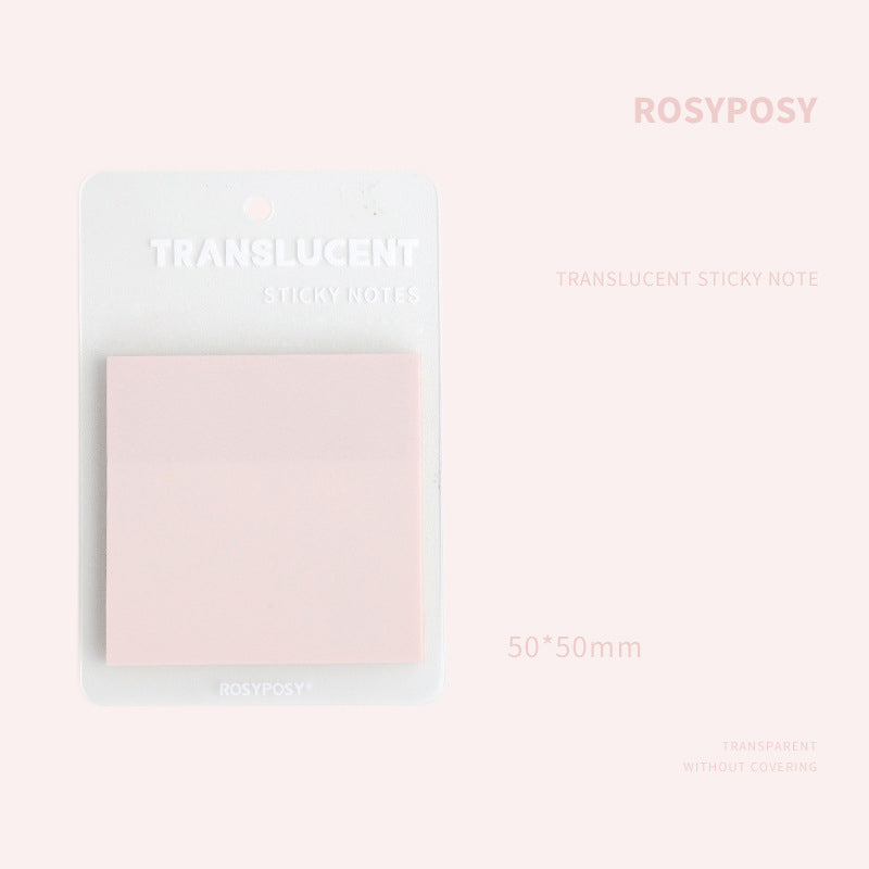 50pcs PET Self-Adhesive Transparent Waterproof Pastel Color Memo Pads