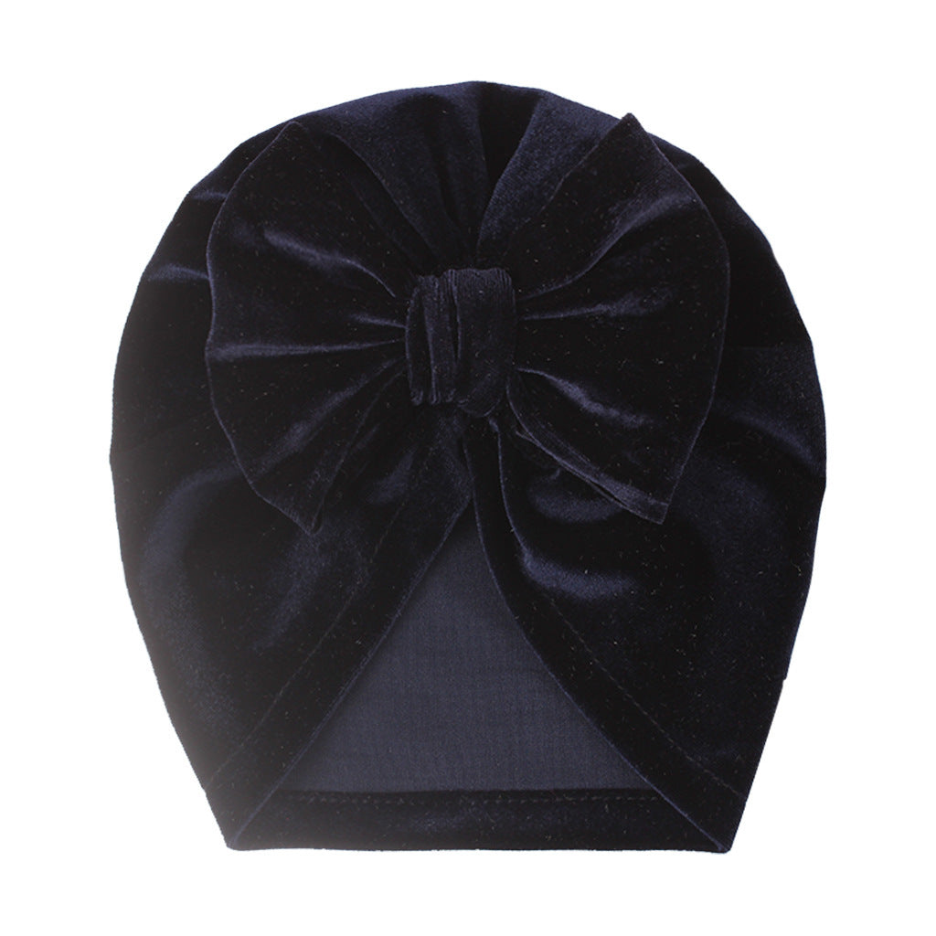 Newborn Cute Solid Color Bow Turban Cap
