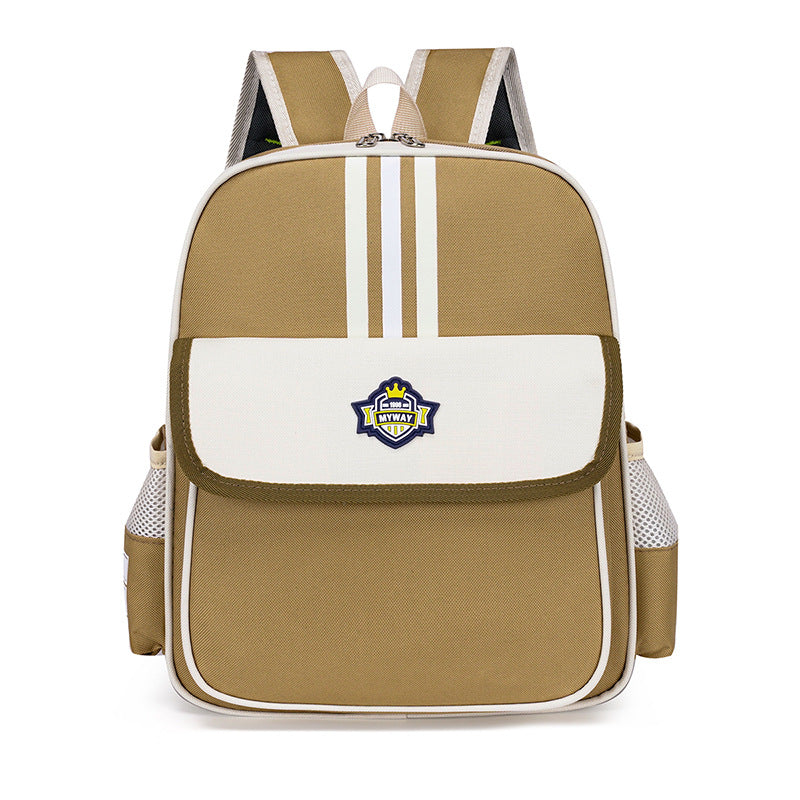 Children Fashion Waterproof Girls Boys Color Matching Canvas Backpack School Bag