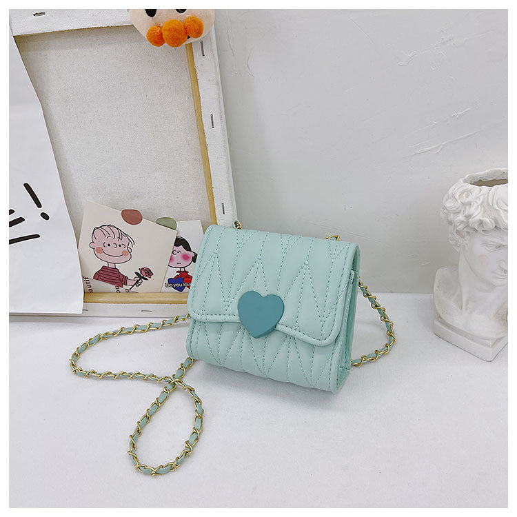 Kids Fashion Chic Quilted Heart Crossbody Bag