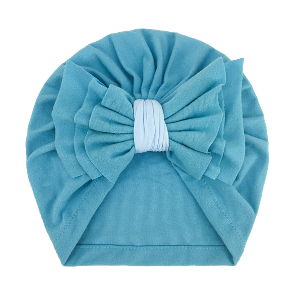 Newborn Cute Solid Color Bow Turban Cap