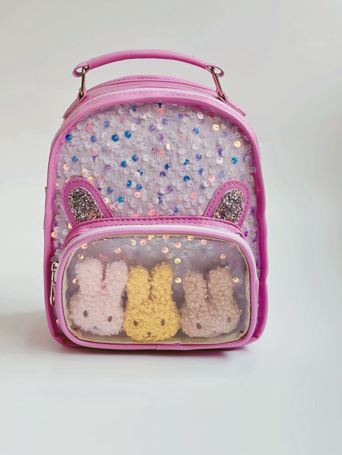 Children Cute Cartoon Rabbits Sequin Backpack Kindergarten Schoolbag