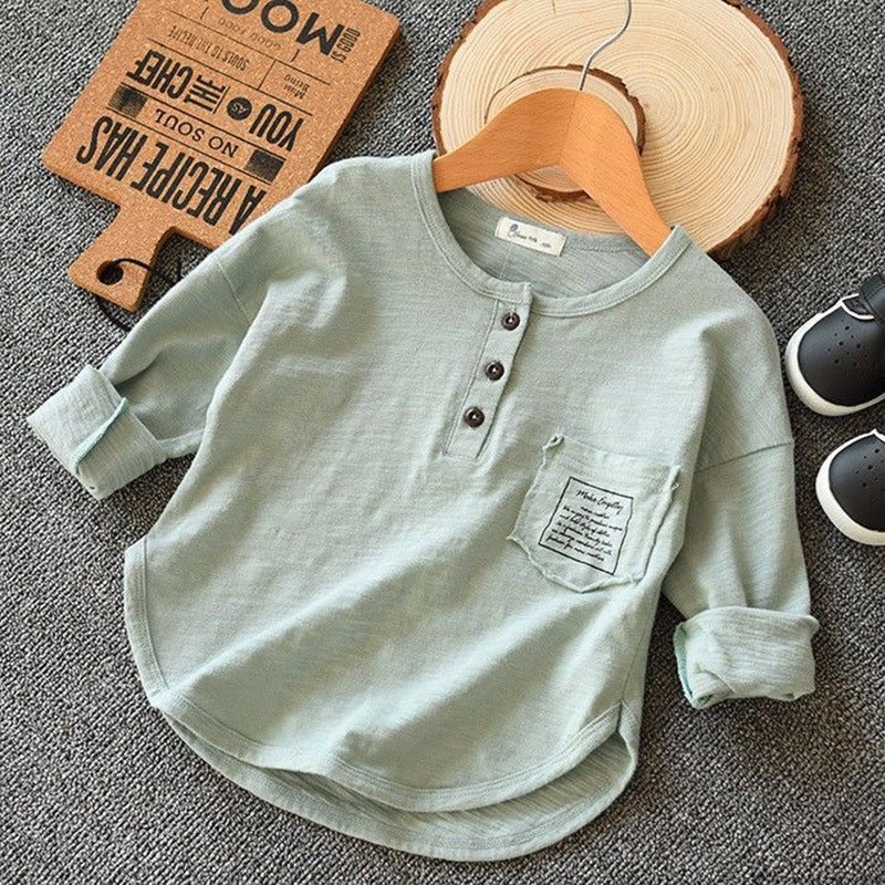 Children Kids Toddlers Fashion Boys Long Sleeve Basic T-Shirt