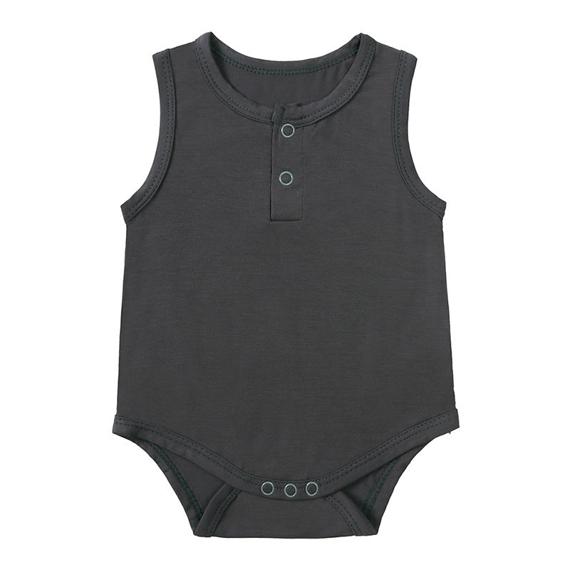 Kids Baby Boys Girls Casual Cute Solid Color Sleeveless Romper