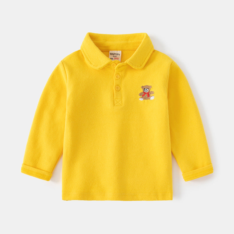 Children Kids Toddlers Boys Long-Sleeved Polo Lapel Shirt
