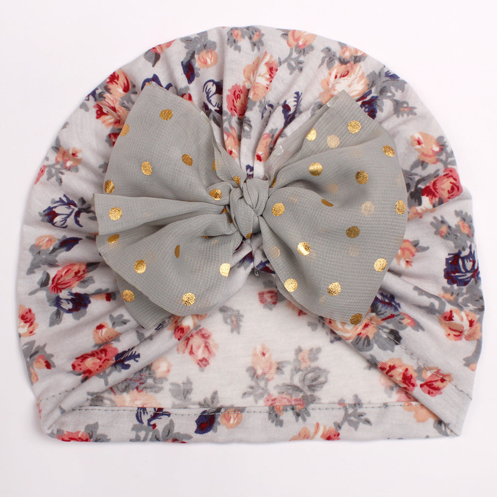 Newborn Cute Bow Tiny Flower Turban Cap