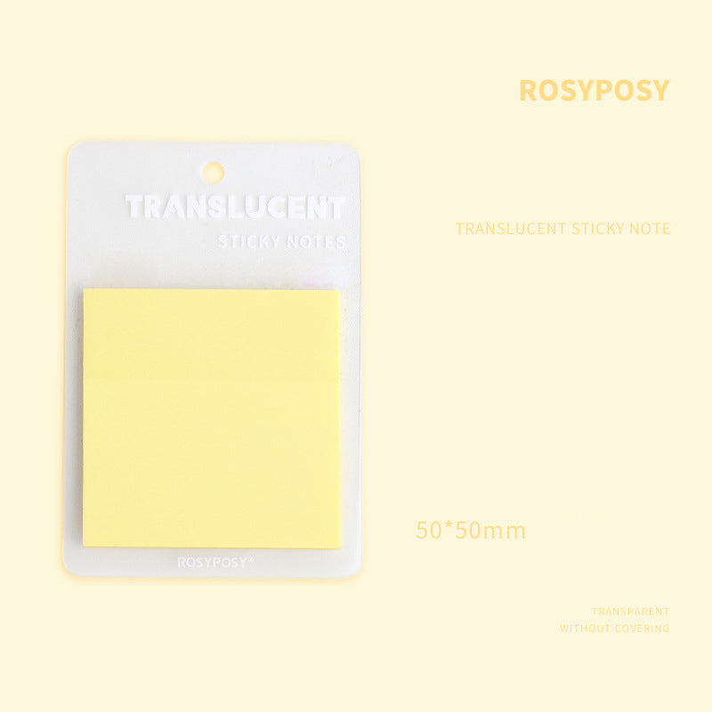 50pcs PET Self-Adhesive Transparent Waterproof Pastel Color Memo Pads