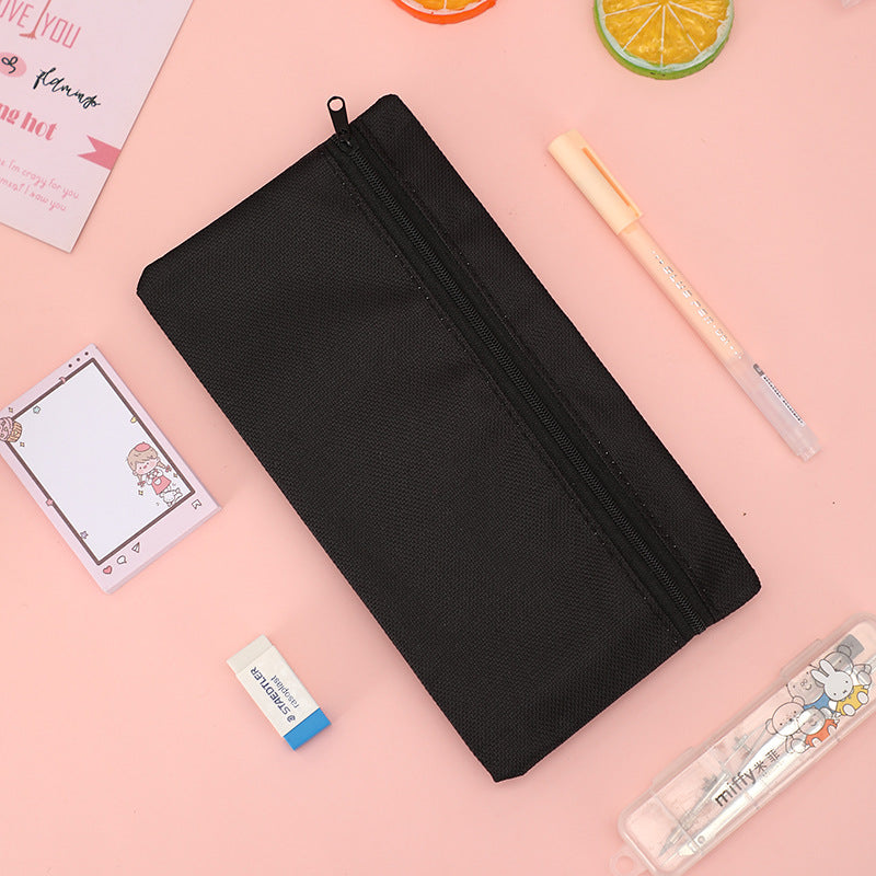 Fashion Simple Solid Color Oxford Cloth Zipper Pencil Bag