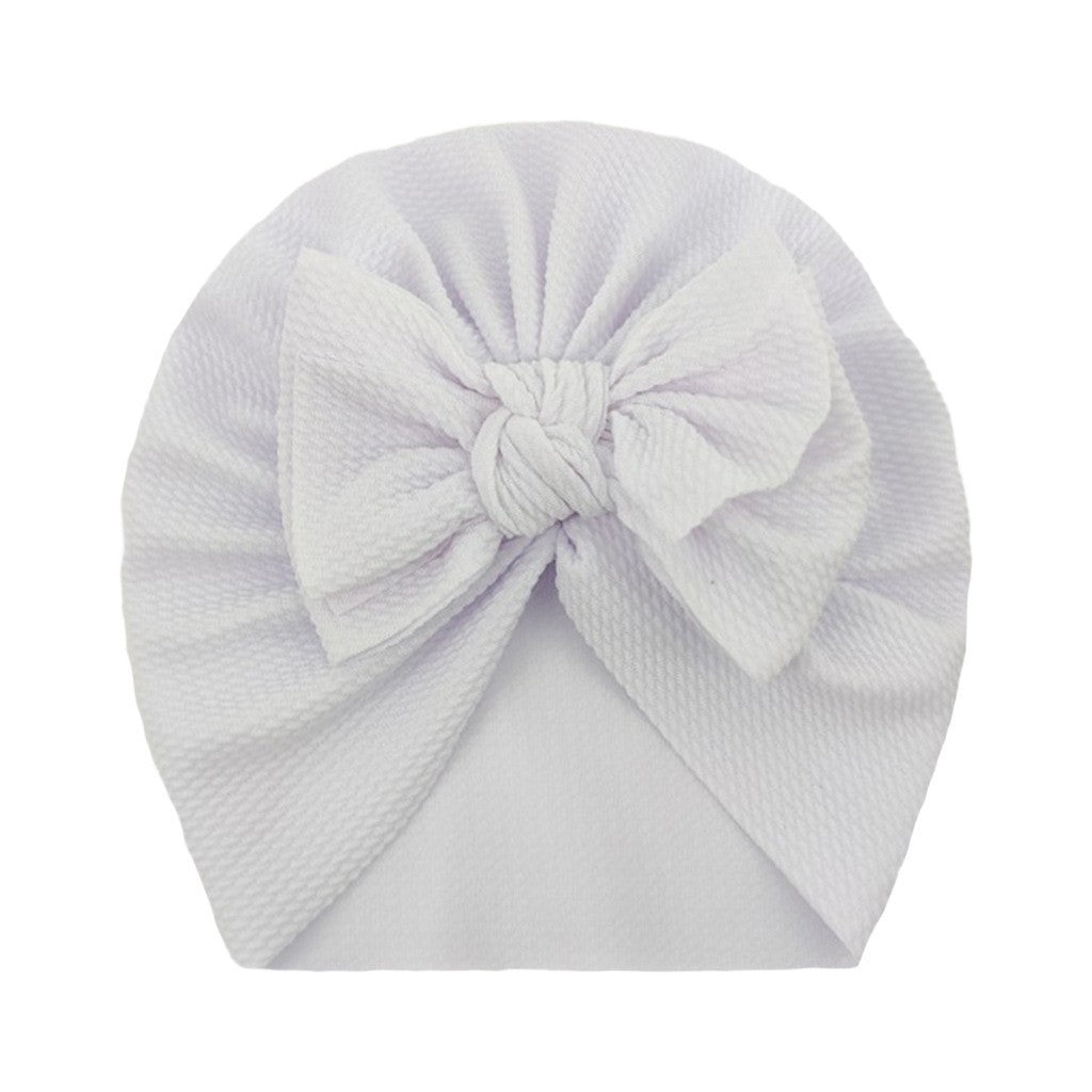 Newborn Cute Solid Color Bow Turban Cap