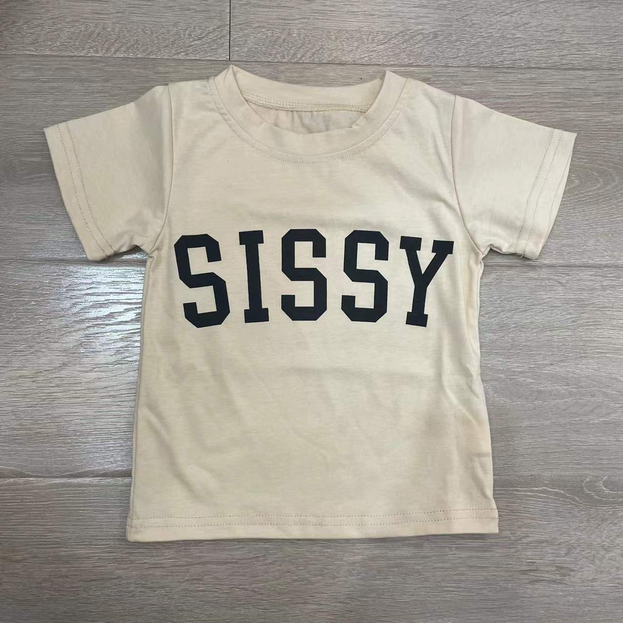 Kids Casual Round Neck Letter Print Pullover Short-Sleeved Top