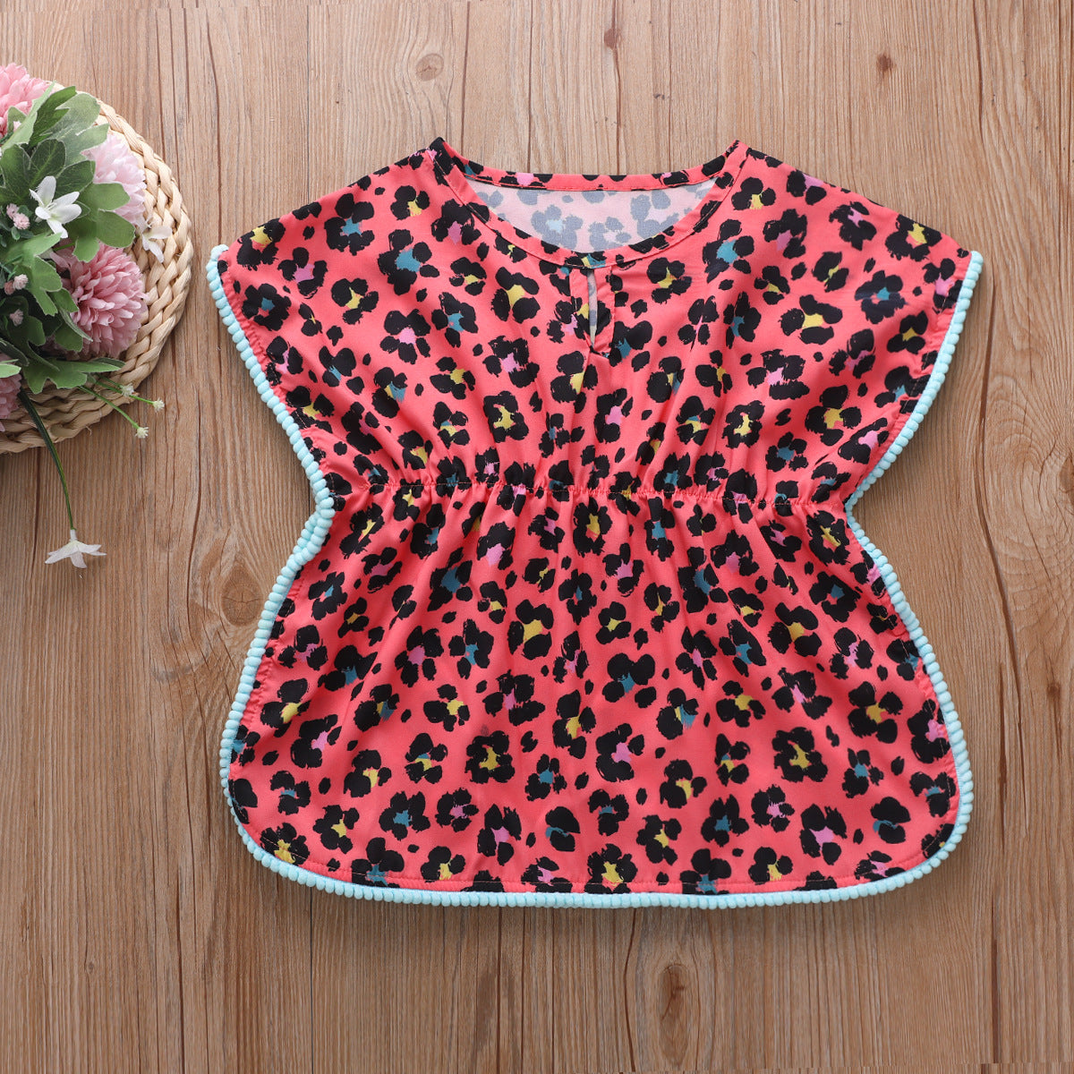 Toddler Girls Beach Tassel Pompom Coverup Blouse